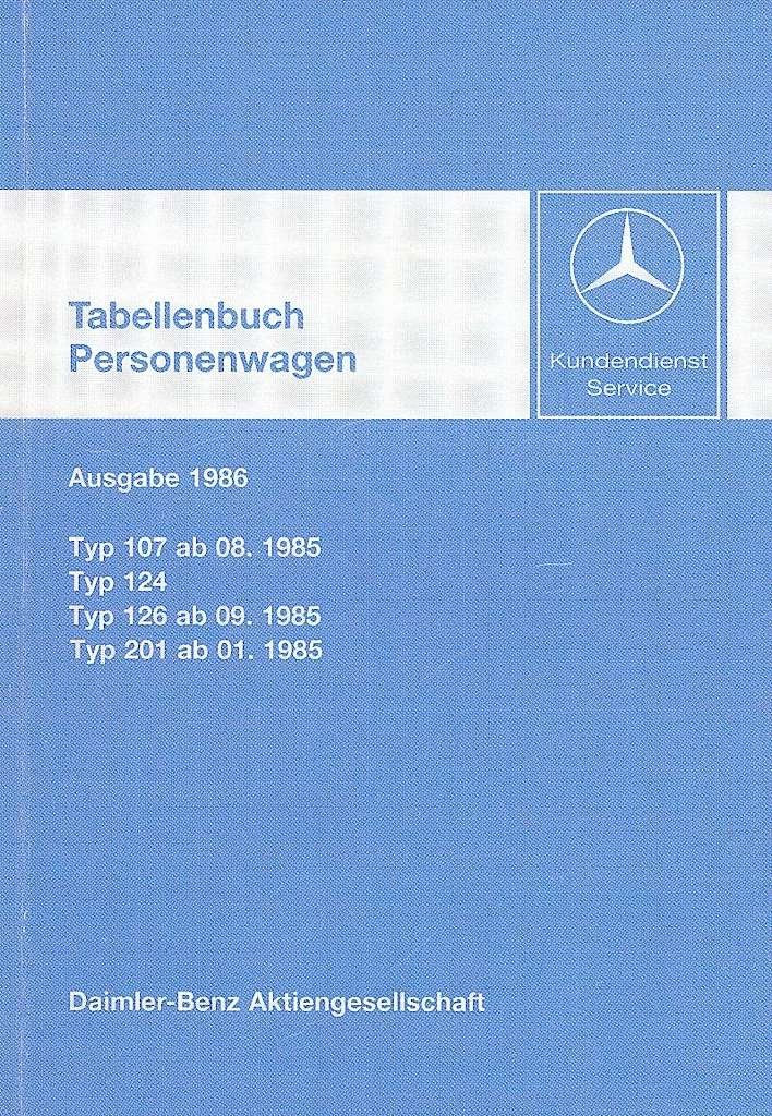 Technical data book 1986 (German) | Mercedes-Benz Classic Store